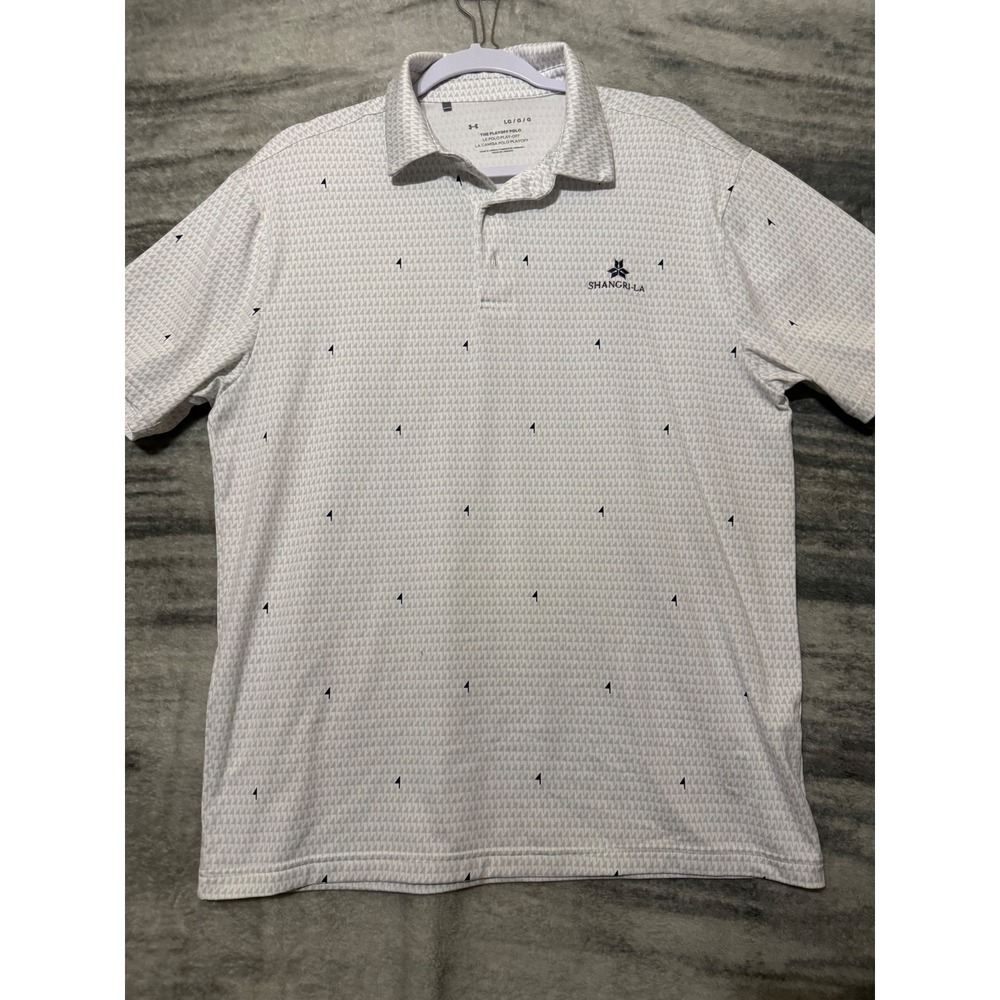 Under Armour Mens Playoff Polo Shirt White Grey Geometric UM0921 Large